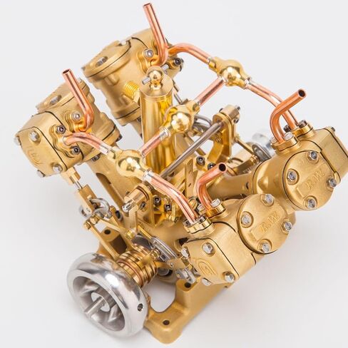 RW-V4 Steam Engine Model, Mini V-Shape 4-Cylinder Reciprocating Steam Engine Model for 90-150cm Steamships (Forward and Reverse Rotation/Without Boiler) in Saudi Arabia