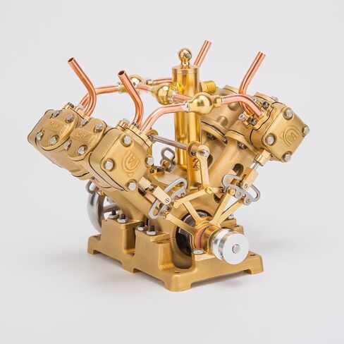 RW-V4 Steam Engine Model, Mini V-Shape 4-Cylinder Reciprocating Steam Engine Model for 90-150cm Steamships (Forward and Reverse Rotation/Without Boiler) in Saudi Arabia