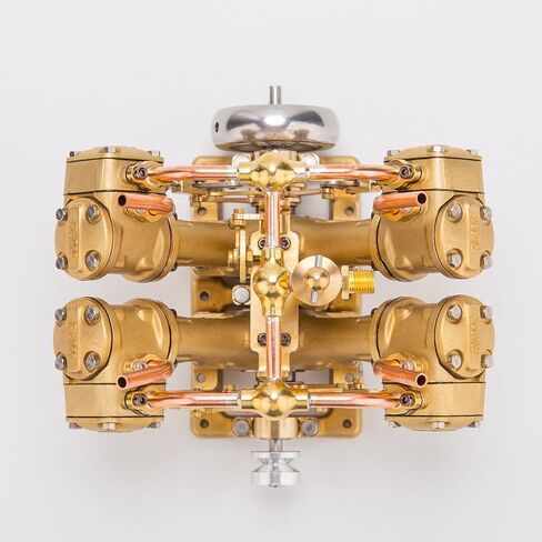 RW-V4 Steam Engine Model, Mini V-Shape 4-Cylinder Reciprocating Steam Engine Model for 90-150cm Steamships (Forward and Reverse Rotation/Without Boiler) in Saudi Arabia
