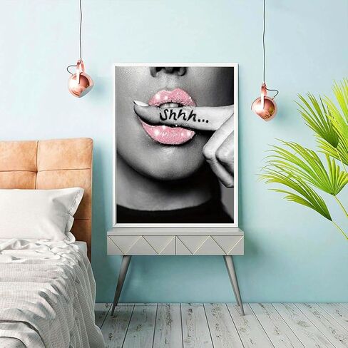 مجموعات الرسم الماس DIY للبالغين، الشفاه الملونة التطريز الكامل الحفر عبر غرزة الكريستال حجر الراين لوحات صور الفنون جدار ديكور اللوحة النقاط مجموعات 12X16 بوصة in Kuwait