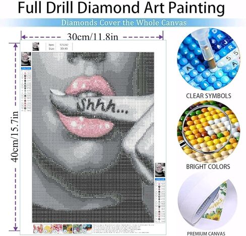 مجموعات الرسم الماس DIY للبالغين، الشفاه الملونة التطريز الكامل الحفر عبر غرزة الكريستال حجر الراين لوحات صور الفنون جدار ديكور اللوحة النقاط مجموعات 12X16 بوصة in Kuwait