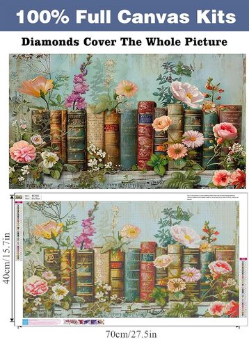 كتب croshom مجموعات الفن الماسي الكبيرة للبالغين، كتب مجموعات الرسم الماسي الكبيرة للبالغين، 5D DIY حفر دائري كامل للهدايا للبالغين، ديكور جدار المنزل 15.7 بوصة × 27.6 بوصة in Kuwait