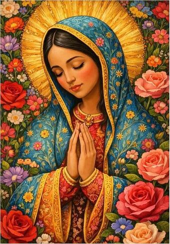 KUFWKEY Virgin Mary Diamond Art Kits for Adults,5D DIY Religion Diamond Painting Kits,Full Round Drill Diamonds Dots,Diamond Mosaic Kits,Gem Art and Crafts, Home Wall Decor 12X16 Inch in Saudi Arabia
