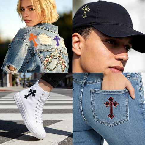 26 PCS 13 Colors Cross Patches Iron on for DIY Chrome Hearts Patches with 50Pcs 10mm Bedazzling Rhinestones for Clothing Jeans Hats Backpacks Jackets Shirts (13 Colors) in Saudi Arabia