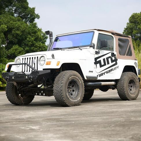 GarveeTech Front Bumper Compatible with 1997-2006 Wrangler TJ (2/4 Door), Heavy Duty Off-Road Steel Bumper w/ 2 LED Lights, Full Width Black Rock Crawler Style in Kuwait