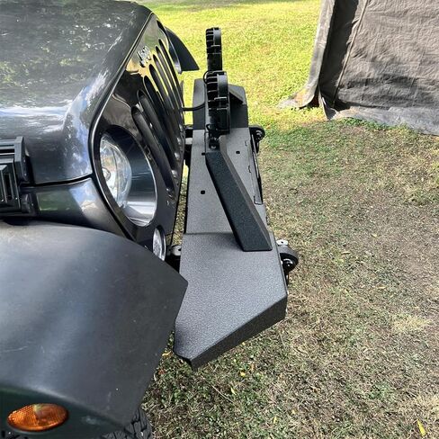 GarveeTech Front Bumper Compatible with 1997-2006 Wrangler TJ (2/4 Door), Heavy Duty Off-Road Steel Bumper w/ 2 LED Lights, Full Width Black Rock Crawler Style in Kuwait