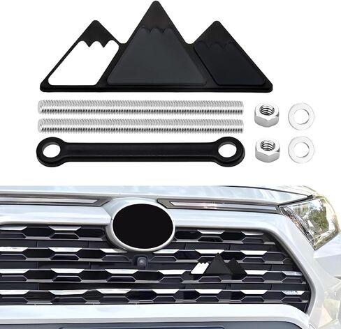 Tri-Color Grille Decor Badge, Grill Emblem, Car Front Center Mesh Emblem Decoration, Car Creative Badge Decal Auto Bumper Trim Compatible with 4 Runner Highlander RAV4 (Yellow Orange Red) in Kuwait