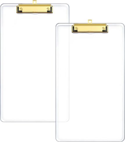 Legal Size Clipboard, Clear 8.5 x 14 Plastic Clip Board for Lawyer, Nurse, Business, Size 9 x 15, with Low Profile Gold Clip, Office & School Supplies in Saudi Arabia