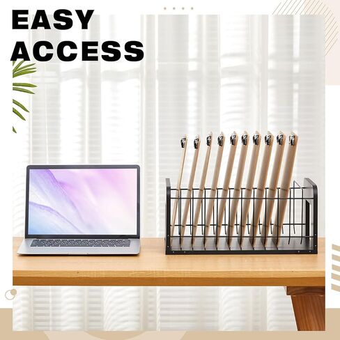 Yookeer 1 Pcs Vertical Clipboard Holder, Desk File Organizer Storage Rack, 12 Slot Wooden and Metal Clipboard Organizer, Storage Stand Rack for Home, Office, No Assembly Required (Black) in Kuwait