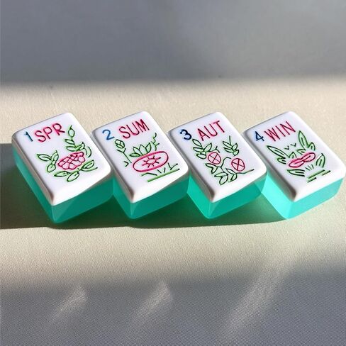 Mahjong Tile Set, American Mahjong Tile Set with 2 Dice, 166 Engraved Acrylic Tiles (1.2"), Turquoise Blue in Kuwait