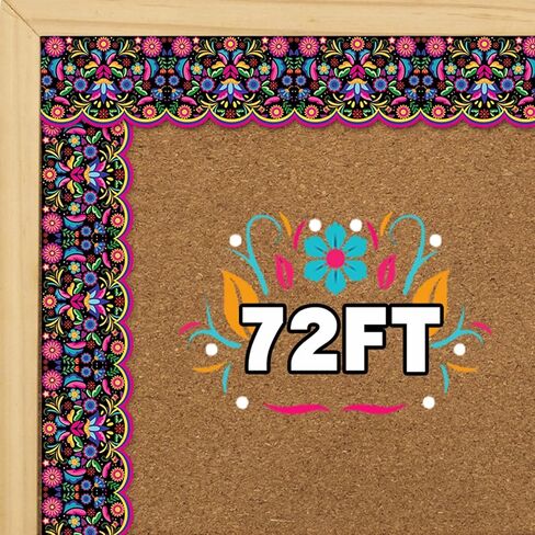 72ft لوحة الإعلانات المكسيكية الحدود الإسبانية الأزهار بابيل بيكادو نشرة الحدود صدفي يموت قطع تقليم التراث الإسباني شهر الفصول الدراسية ديكور لعيد الحزب مدرسة المنزل مكتب السبورة ديكور الحائط in Kuwait