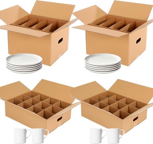 4 عبوات من صناديق المطبخ المتحركة مع مقسم وأطقم مقابض متضمنة مقاس 15 × 12 × 10 بوصة وصندوق تعبئة طبقين مقاس 17.7 × 13.4 × 5.7 بوصة وصناديق نقل للمطبخ قدح in Kuwait