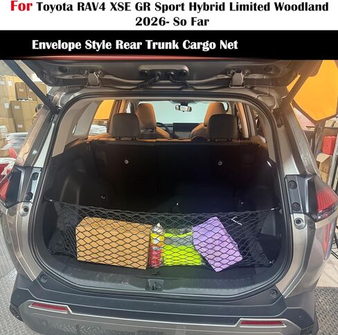 Rear Trunk Envelope Mesh Cargo Net Suitable for 2026 Toyota RAV4 Hybrid LE Limited SE Woodland Edition XLE Premium XSE Plug-ln GRSport Rear Trunk Mesh Cargo Storage Net Bag in Saudi Arabia