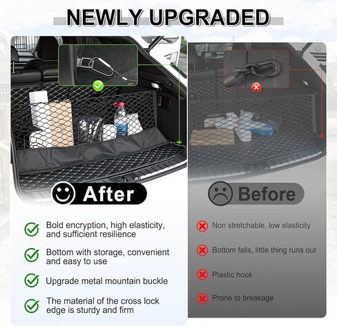 شبكة شحن لسرير الشاحنة من Amiss مع منظم سفلي، تناسب 2013-2026 Chevy Silverado & GMC Sierra 1500/2500HD/3500HD، تخزين محمول للبضائع الصغيرة وخطاف شديد التحمل، ملحقات السيارة الخارجية in Kuwait