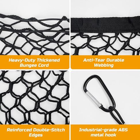 Truck Bed Cargo Net, 49" x 18" (Stretches to 59" x 18'') Envelope Style Organizer, Fits Ford F150, Chevy Silverado, RAM 1500, GMC Sierra, Heavy Duty Mesh with 4 Metal Carabiners for Groceries & Gear in Kuwait