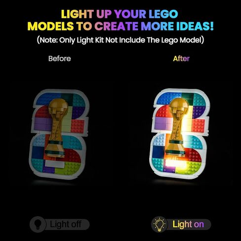 مجموعة إضاءة LED مطورة متوافقة مع مجموعة بناء الشعار الرسمي لكأس العالم FIFA 2026 من LEGO، زخرفة الأضواء متوافقة مع LEGO 43032، فكرة هدية لمحبي كرة القدم (النموذج غير متضمن) in Kuwait