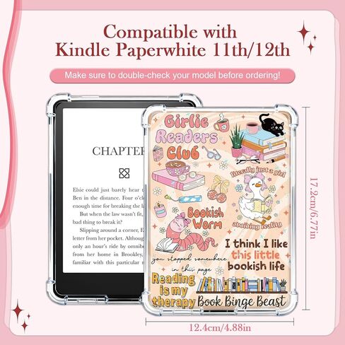 بطاقات إدراج Rngmsi لحافظة شفافة - 8 قطع من بطاقات محبي الكتب المتوافقة مع Kindle Paperwhite من 11 إلى 12، 6.9 بوصة × 4.8 بوصة، أوراق حيوانات لطيفة للقارئ الإلكتروني لملحقات الغطاء الخلفي الشفاف للقارئ الإلكتروني in Kuwait