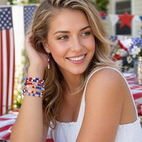 1900PCS Red White and Blue Beads,4th of July Beads Patriotic Star Shaped Bracelet Beads American Pony Beads Memorial Day DIY Jewelry Making Crafts in Saudi Arabia