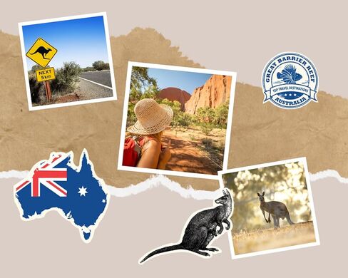Australia Themed Stickers Sheet - Decorative Australia Stickers for Scrapbooking, Journals, Planners, Photo Album - Set of 2 Australia Scrapbook Sticker with Animals, Flag, Travel Inspired Designs in Kuwait