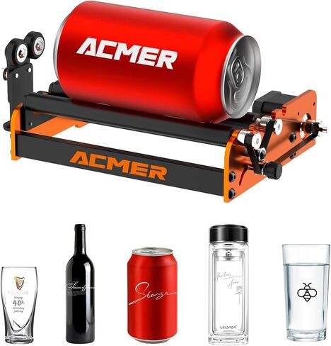 ACMER M2 Laser Rotary Roller, Laser Engraver Y-axis Rotary 360° Roller with 4-138mm Engraving Space for Engraving Cylindrical Objects, Ring, Suitable for ACMER P1, P2 and Most Laser Engraver in Kuwait