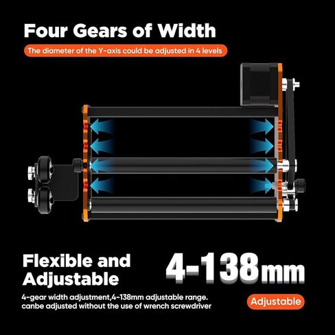ACMER M2 Laser Rotary Roller, Laser Engraver Y-axis Rotary 360° Roller with 4-138mm Engraving Space for Engraving Cylindrical Objects, Ring, Suitable for ACMER P1, P2 and Most Laser Engraver in Kuwait