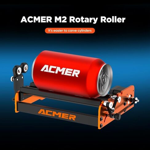 ACMER M2 Laser Rotary Roller, Laser Engraver Y-axis Rotary 360° Roller with 4-138mm Engraving Space for Engraving Cylindrical Objects, Ring, Suitable for ACMER P1, P2 and Most Laser Engraver in Kuwait