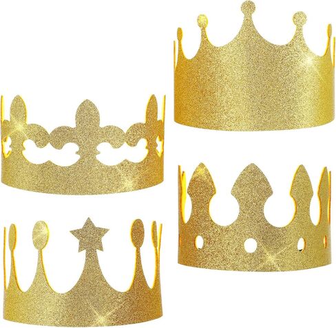 4 Pcs Senior Crown, Gold Felt Paper Crowns for Adults with Elastic Band, Birthday Boy Crown for Birthday Celebration Photo Props Role Play Party Gathering in Kuwait