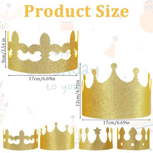 4 Pcs Senior Crown, Gold Felt Paper Crowns for Adults with Elastic Band, Birthday Boy Crown for Birthday Celebration Photo Props Role Play Party Gathering in Kuwait