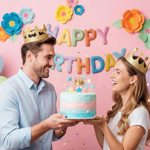 4 Pcs Senior Crown, Gold Felt Paper Crowns for Adults with Elastic Band, Birthday Boy Crown for Birthday Celebration Photo Props Role Play Party Gathering in Kuwait