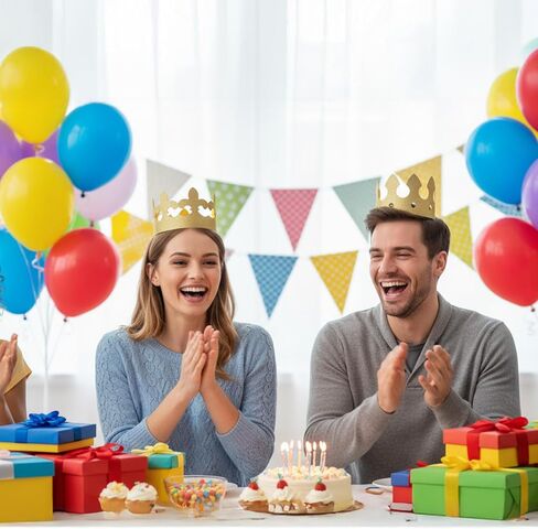 4 Pcs Senior Crown, Gold Felt Paper Crowns for Adults with Elastic Band, Birthday Boy Crown for Birthday Celebration Photo Props Role Play Party Gathering in Kuwait