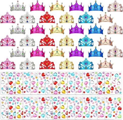 COMNICO 66 Pcs Birthday Foam Crowns Set, Princess Tiaras Crowns Bulk Diamond Sticker Kits DIY Prince Crown Kit for Birthday Party Favors School Classroom Supplies in Kuwait
