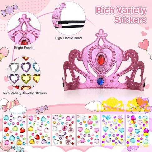 COMNICO 66 Pcs Birthday Foam Crowns Set, Princess Tiaras Crowns Bulk Diamond Sticker Kits DIY Prince Crown Kit for Birthday Party Favors School Classroom Supplies in Kuwait