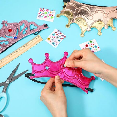 COMNICO 66 Pcs Birthday Foam Crowns Set, Princess Tiaras Crowns Bulk Diamond Sticker Kits DIY Prince Crown Kit for Birthday Party Favors School Classroom Supplies in Kuwait