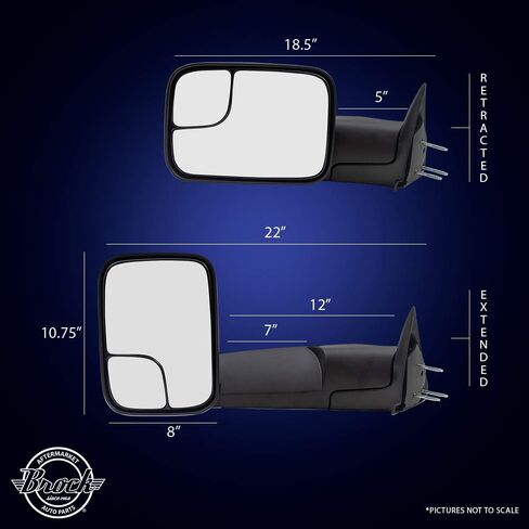 مرآة كهربائية لـ 2002-2008 Ram 1500 7X10 حزمة سحب مقطورة قابلة للطي قابلة للطي يدويًا لـ 2003-2009 Ram 2500 55077444AO Right CH1321228 in Kuwait