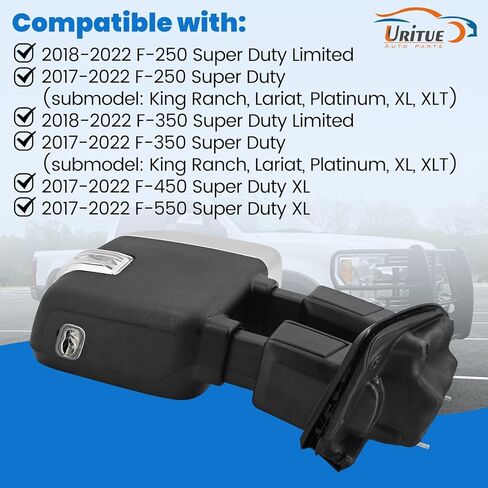 مرآة سحب الجانب الأيمن من الكروم تناسب Ford F250 F350 F450 F550 2017-2022 (بدون تصغير الطاقة) مع دعم BSM للطاقة القابلة للطي/ضبط الزجاج/التسخين مع إشارة الانعطاف/البركة/ضوء القيادة 15 دبابيس in Kuwait