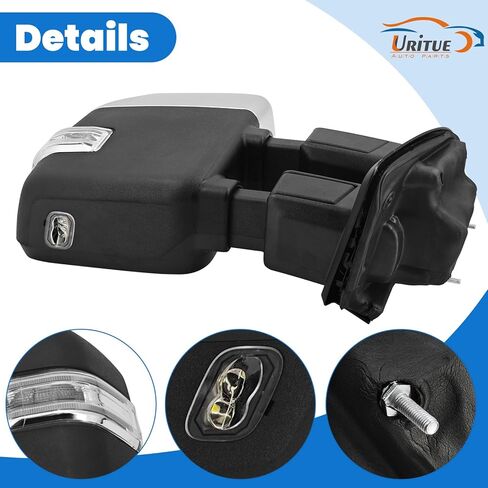 مرآة سحب الجانب الأيمن من الكروم تناسب Ford F250 F350 F450 F550 2017-2022 (بدون تصغير الطاقة) مع دعم BSM للطاقة القابلة للطي/ضبط الزجاج/التسخين مع إشارة الانعطاف/البركة/ضوء القيادة 15 دبابيس in Kuwait