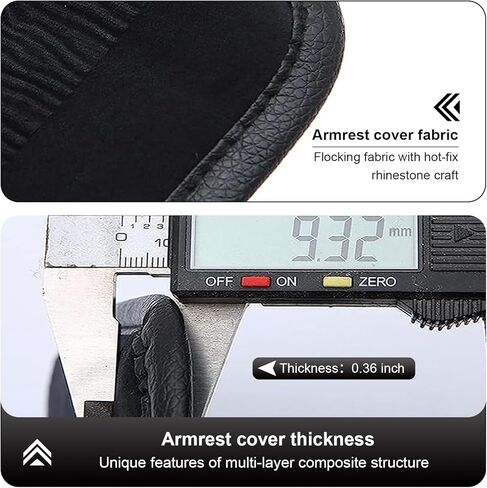 Bling Car Armrest Cover, 11.81" x 8.66" Sparkling Auto Center Console Cover Pad, Anti-Scratch & Non-Slip Arm Rest Cushion Pad, Universal Bling Car Accessories for Women Girl (Black) in Saudi Arabia