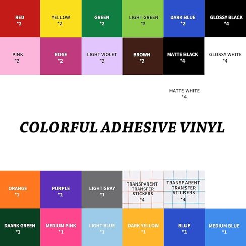 52 Pack Removable Adhesive Vinyl, 22 Colors 13 × 12 in Vinyl Sheets Compatible with Cricut Maker 4/Maker 3/Explore 4/Explore 3 with 8 Transfer Paper Sheets, Matless Self Adhesive Vinyl for DIY Crafts in Saudi Arabia