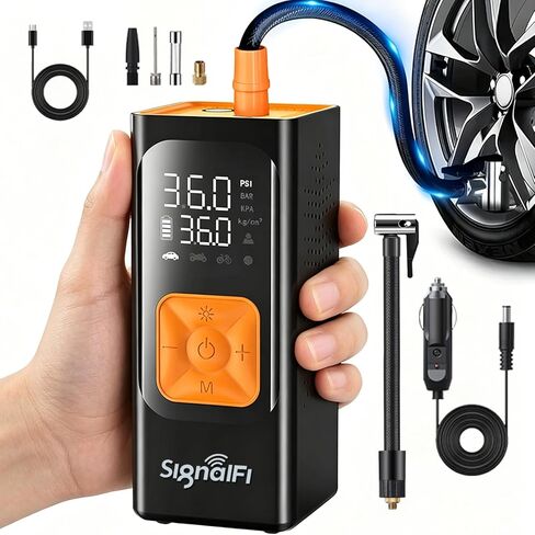 Tire Inflator Portable Air Compressor, 150 PSI Air Pump for Car Tires with Power Bank, 12V DC Car Plug, Fast Inflation 25L/Min,Auto Shut-Off and Digital Display for Cars, Motorcycles, Bicycles, Balls in Saudi Arabia
