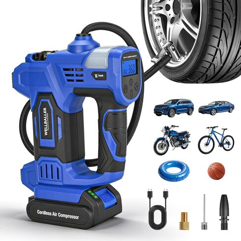 Tire Inflator Portable Air Compressor,20V Cordless Tire Inflator with 150PSI Max,4X Faster Portable Air Pump,Battery Powered Pump with Digital Pressure Gauge for Car Tires,Motorcycle,Bike,Balls in Saudi Arabia