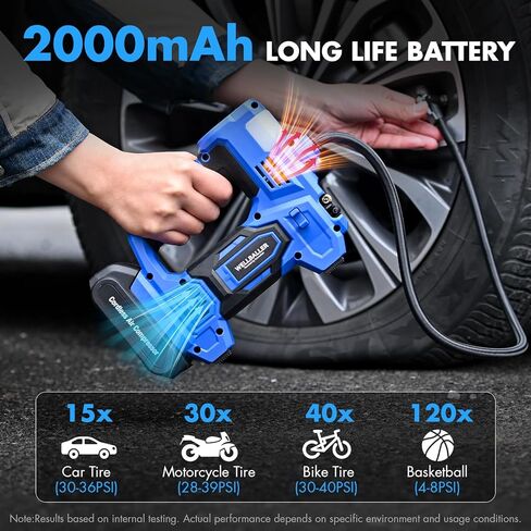 Tire Inflator Portable Air Compressor,20V Cordless Tire Inflator with 150PSI Max,4X Faster Portable Air Pump,Battery Powered Pump with Digital Pressure Gauge for Car Tires,Motorcycle,Bike,Balls in Saudi Arabia