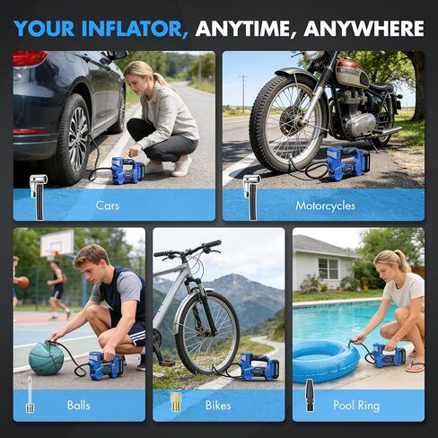 Tire Inflator Portable Air Compressor,20V Cordless Tire Inflator with 150PSI Max,4X Faster Portable Air Pump,Battery Powered Pump with Digital Pressure Gauge for Car Tires,Motorcycle,Bike,Balls in Saudi Arabia