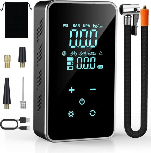 Tire Inflator Portable Air Compressor – 150 PSI Air Pump Cordless, with Digital Gauge, Touchscreen Auto Shut-Off, LED Light for Car, Motorcycle, Bike and More in Saudi Arabia