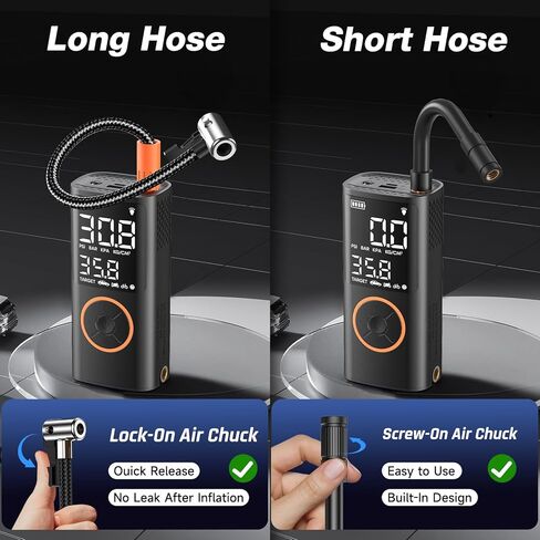 OlarHike Tire Inflator Portable Air Compressor, 5000mAh,USB-A & Power Bank,Smart Dual Hose System, Auto Air Comprassor for Car Tires, Balls,Bike, Motorcycles, with LED Light & Digital Pressure Gauge in Kuwait