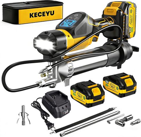 Brushless Electric Grease Gun, 5-Speed LCD Smart Control, 15000 PSI High Pressure, Cordless Grease Gun with 2×4000mAh Batteries & Fast Charger for Farm & Heavy Equipment in Saudi Arabia