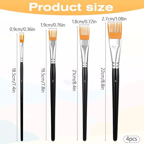 Professional Comb Brush Set - 4PCS Texture Brushes for Acrylic Painting, Oil and Watercolor - Artist Rake Brushes for Detail Work in Saudi Arabia