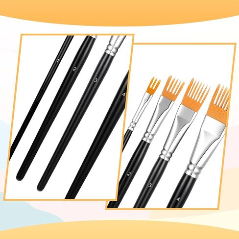 Professional Comb Brush Set - 4PCS Texture Brushes for Acrylic Painting, Oil and Watercolor - Artist Rake Brushes for Detail Work in Saudi Arabia