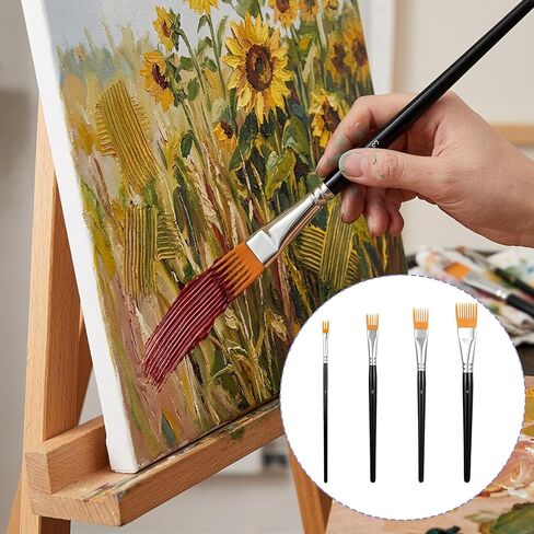 Professional Comb Brush Set - 4PCS Texture Brushes for Acrylic Painting, Oil and Watercolor - Artist Rake Brushes for Detail Work in Saudi Arabia