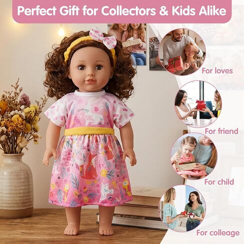 Qianyu 1 Set Doll Clothes and Headbands Realistic Reborn Baby Doll Clothes Accessories Doll Dress Outfits Set Include Skirts Hairband Cute Jumpsuit for 18 Inch Newborn Girl Dolls in Kuwait