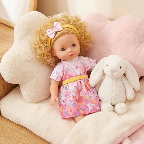 Qianyu 1 Set Doll Clothes and Headbands Realistic Reborn Baby Doll Clothes Accessories Doll Dress Outfits Set Include Skirts Hairband Cute Jumpsuit for 18 Inch Newborn Girl Dolls in Kuwait